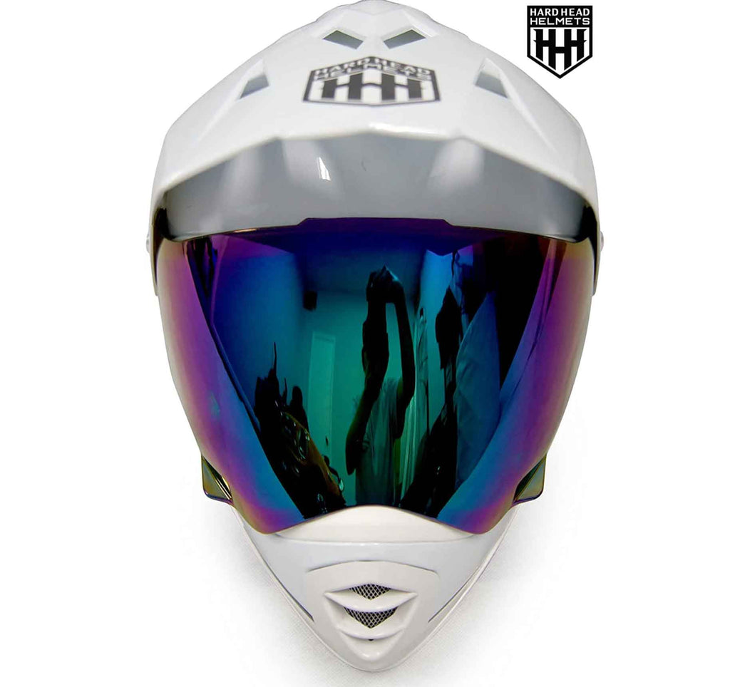 HHH DOT Youth & Kids Helmet for Dirtbike ATV Motocross MX Offroad Motorcyle Street bike Snowmobile Helmet with VISOR-WHITE-USA