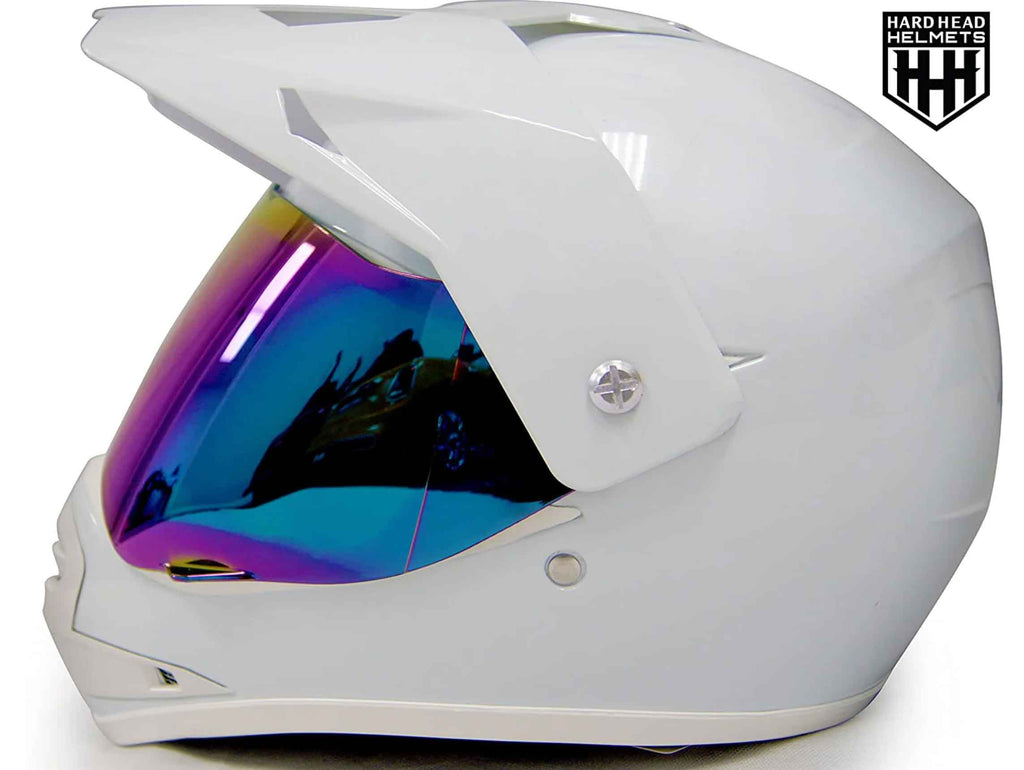 HHH DOT Youth & Kids Helmet for Dirtbike ATV Motocross MX Offroad Motorcyle Street bike Snowmobile Helmet with VISOR-WHITE-USA