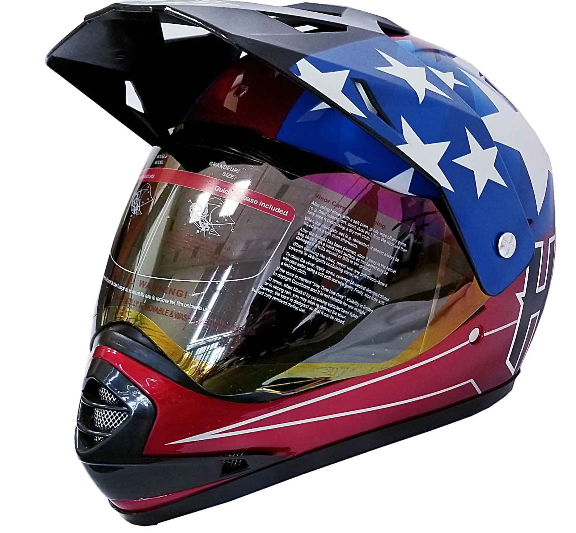 HHH DOT Youth & Kids Helmet for Dirtbike ATV Motocross MX Offroad Motorcyle Street bike Snowmobile Helmet with VISOR (RED-USA)