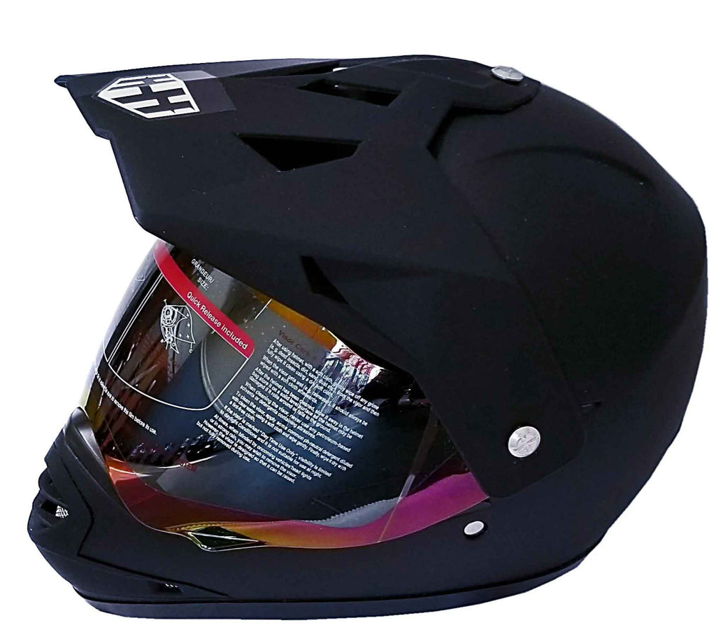 HHH DOT Youth & Kids Helmet for Dirtbike ATV Motocross MX Offroad Motorcyle Street bike Snowmobile Helmet with VISOR-Black-USA