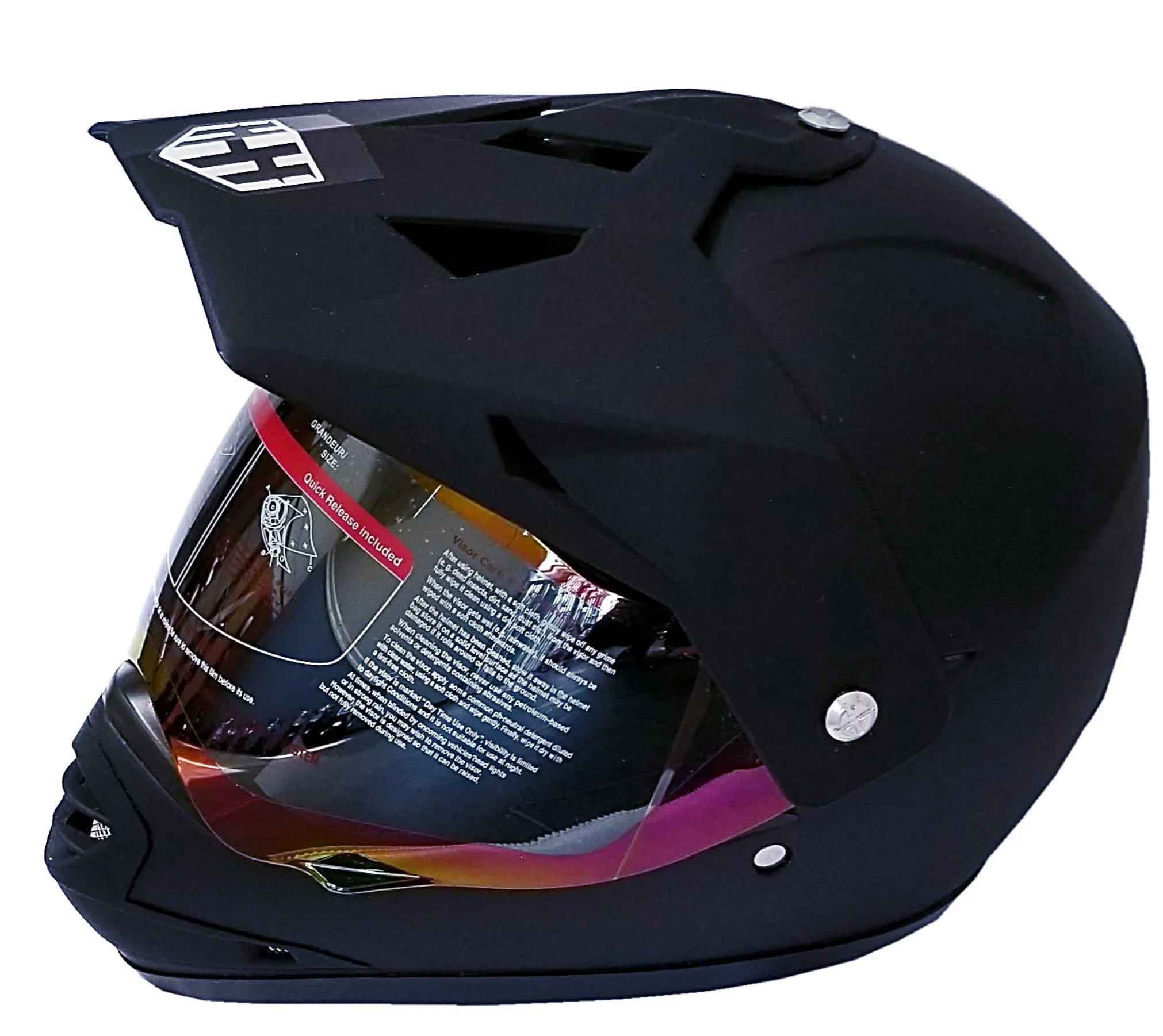 HHH DOT Youth & Kids Helmet for Dirtbike ATV Motocross MX Offroad Motorcyle Street bike Snowmobile Helmet with VISOR-Black-USA